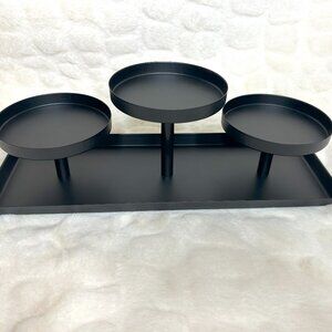 Decocrated Three Pillar Black Metal Candle Holder-NEW in box